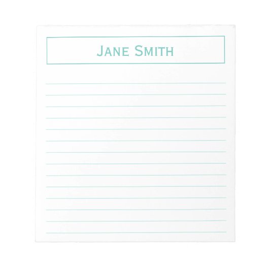 Persoonlijk: minimaal Blauwgroen en wit voor bedri Notitieblok (Voorkant)