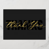 Persoonlijk Minimaal modern script zwart - Dank u Folie Feestdagenkaart (Voorkant)