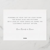 Persoonlijk Minimaal modern script zwart - Dank u Folie Feestdagenkaart (Achterkant)