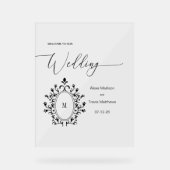 Persoonlijk minimaal monogram trouwbord acryl bord (Voorkant)