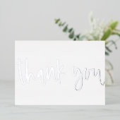 Persoonlijk Minimal Modern Schrift Wit Bedankt Folie Feestdagenkaart (Staand Voorkant)
