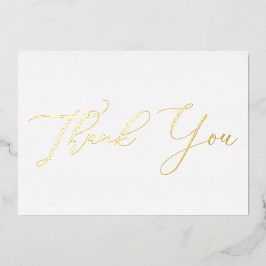Persoonlijk Minimal Modern Script Wit Dank Je Wel Folie Feestdagenkaart (Voorkant)