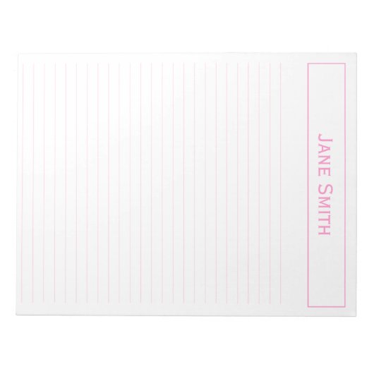 Persoonlijk: Minimale roze en witte bedrijfskleur Notitieblok (Voorkant)