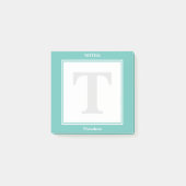 Persoonlijk: Minimalistisch Blauwgroen en wit geom Post-it® Notes (Voorkant)