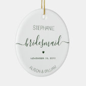 Persoonlijk Minimalistisch Bruidsmeisje Donkergroe Keramisch Ornament (Rechts)