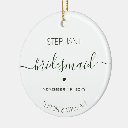 Persoonlijk Minimalistisch Bruidsmeisje Donkergroe Keramisch Ornament (Links)