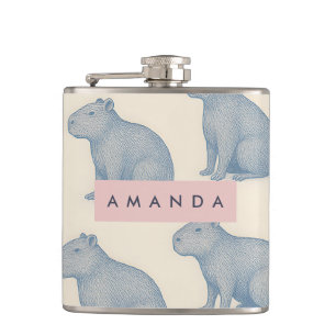 Persoonlijk Minimalistisch Cute Capybara Patroon Heupfles