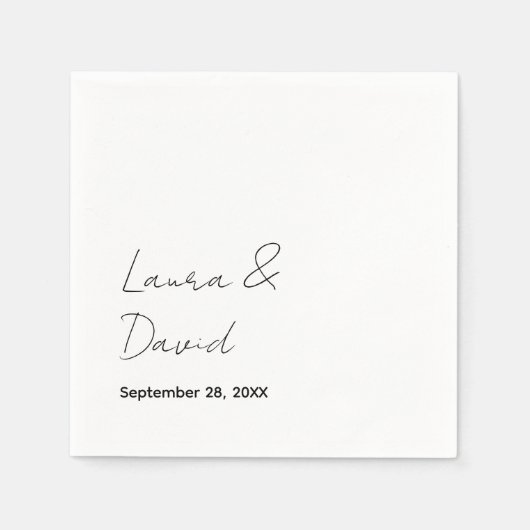 Persoonlijk Minimalistisch en Chic Trouwpapier Servet (Voorkant)