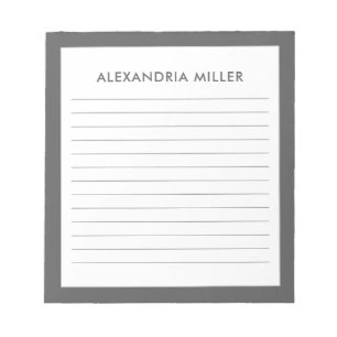 Persoonlijk minimalistisch grijs notitieboek met n notitieblok