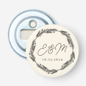 Persoonlijk Minimalistisch Knoopje Trouwgunst Button Flesopener (Voorkant)