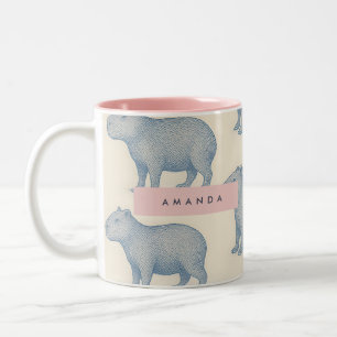 Persoonlijk Minimalistisch Leuke Capybara Patroon Tweekleurige Koffiemok