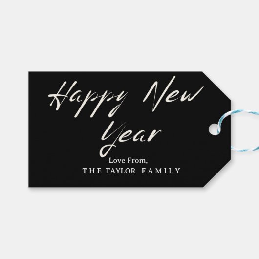 Persoonlijk Minimalistisch Script Nieuwjaarsvakant Cadeaulabel (Voorkant (Horizontaal))