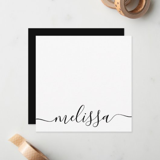 Persoonlijk minimalistisch script notitiekaartje (Voorkant / Achterkant in situ)