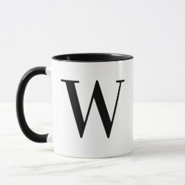 Persoonlijk minimalistisch zwart monogram letter W Mok