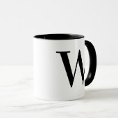 Persoonlijk minimalistisch zwart monogram letter W Mok (Voorkant rechts)