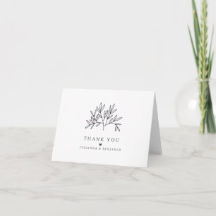 Persoonlijk Minimalistisch Zwart-Wit Botanisch Bedankkaart