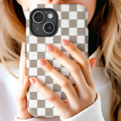 Persoonlijk Mocha Wit Dambord Monogram Case-Mate iPhone Case