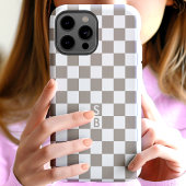 Persoonlijk Mocha Wit Dambord Monogram Case-Mate iPhone Case