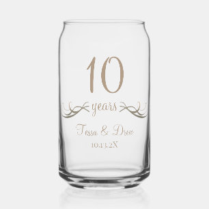 Persoonlijk modern 10-jarig jubileumcadeau blikvorm glas