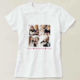 Persoonlijk modern 4-foto 'Beste oma ooit' T-shirt