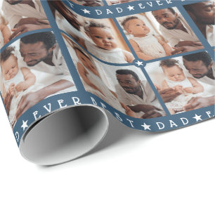 Persoonlijk modern 4-foto 'Beste papa ooit' vierka Cadeaupapier