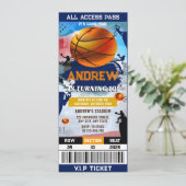 Persoonlijk Modern Basketbal Party Ticket Verjaard Kaart (Staand voorkant)