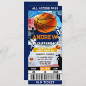 Persoonlijk Modern Basketbal Party Ticket Verjaard Kaart (Voorkant / Achterkant)