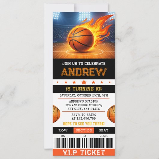 Persoonlijk Modern Basketbal Ticket Verjaardag Kaart (Voorkant)