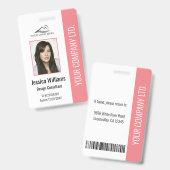 Persoonlijk modern bedrijfsemployee roze ID Badge (Voor- en achterkant)