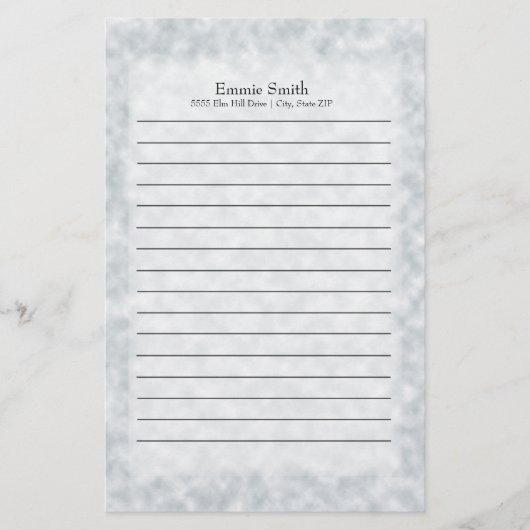 Persoonlijk modern blauw en wit briefpapier (Voorkant)