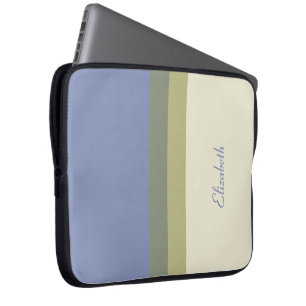 Persoonlijk modern blauw groen crèmekleurig blok laptop sleeve