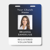 Persoonlijk modern blauw kerk vrijwilliger foto ID Badge (Voorzijde)