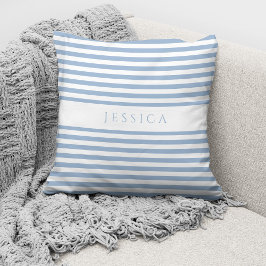 Persoonlijk modern blauw strepenpatroon kussen