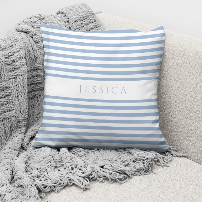 Persoonlijk modern blauw strepenpatroon kussen (Creator heeft geüpload)