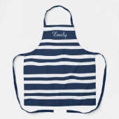 Persoonlijk modern blauw strepenpatroon schort (Voorkant)