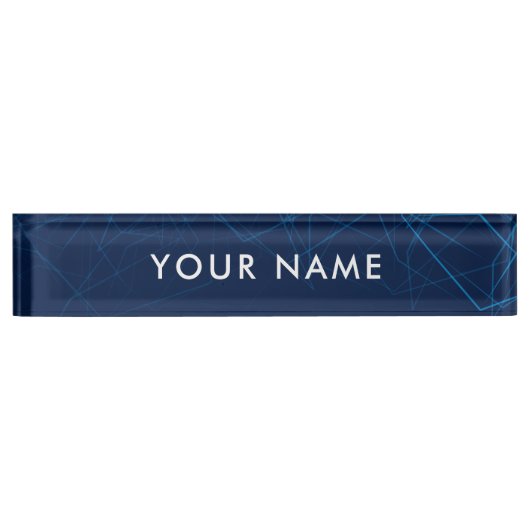 Persoonlijk modern blauw tech-professional naambordje (Voorkant)