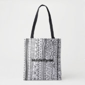 Persoonlijk modern bloemmotief zwart-wit patroon tote bag (Voorkant)