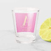 Persoonlijk modern bruidsmeisje monogram shot glas (Achterkant)