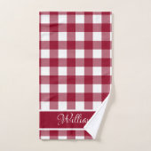 Persoonlijk modern burgundy wit buffelruitjes bad handdoek (Handdoek)