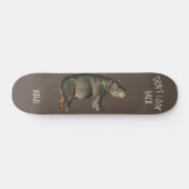 Persoonlijk modern citaat Hippopotamus Brown Skateboard (Horizontaal)