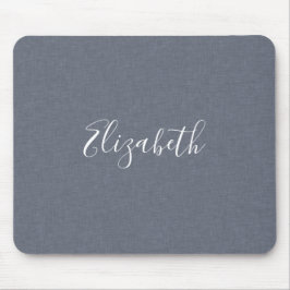 Persoonlijk modern elegant blauw grijs linnen muismat