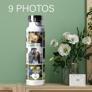 Persoonlijk modern foto collage monogram waterfles