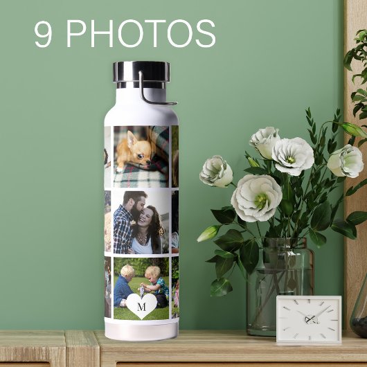Persoonlijk modern foto collage monogram waterfles