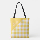 Persoonlijk modern geel geruit tote bag (Achterkant)