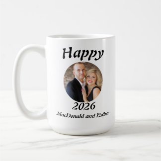 Persoonlijk modern gelukkig 2026-foto koffiemok