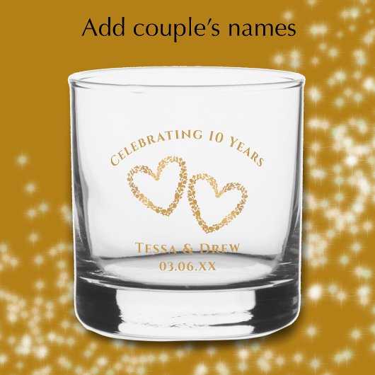 Persoonlijk modern goud 10e trouwdag whisky glas