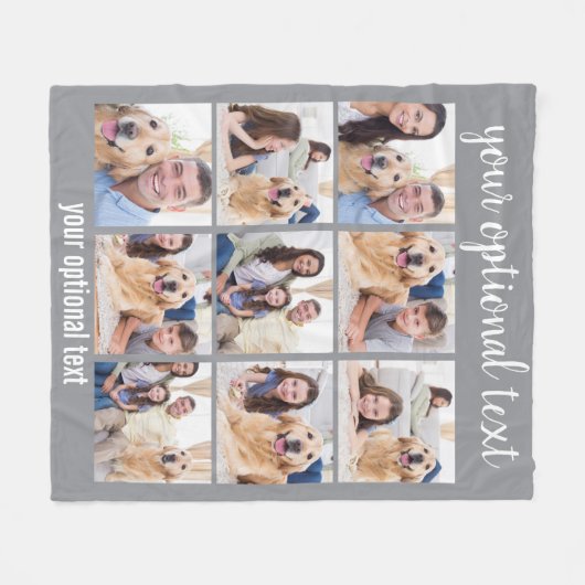 Persoonlijk Modern Gray 9 Foto Collage Fleece Deken (Voorkant (Horizontaal))