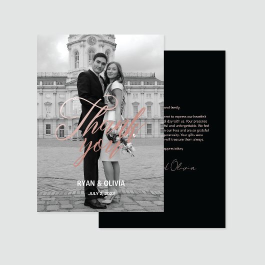 Persoonlijk modern Grijs en Roos Gold Wedding Bedankkaart