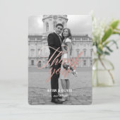 Persoonlijk modern Grijs en Roos Gold Wedding Bedankkaart (Staand voorkant)