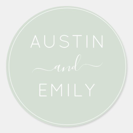 Persoonlijk modern groen huwelijk ronde sticker (Voorkant)
